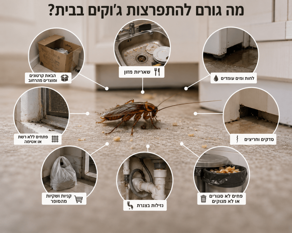 מה גורם להתפרצות ג'וקים בבית?